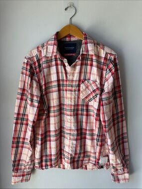 Scotch & Soda Altitude Attitude Medium Pink & Red Cotton Flannel Long Sleeve